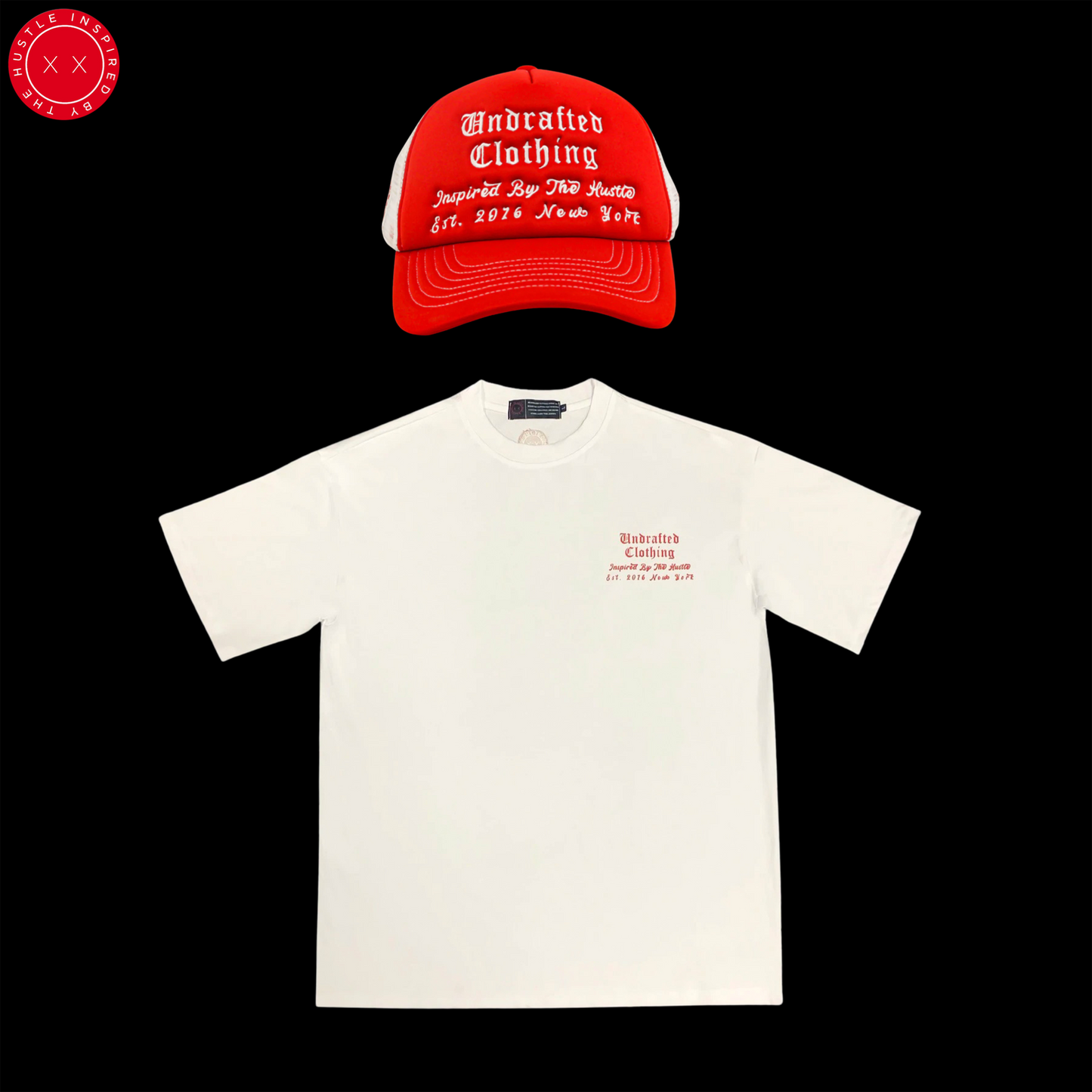 Undrafted Oversized T-Shirt White/Red* - UndraftedShop