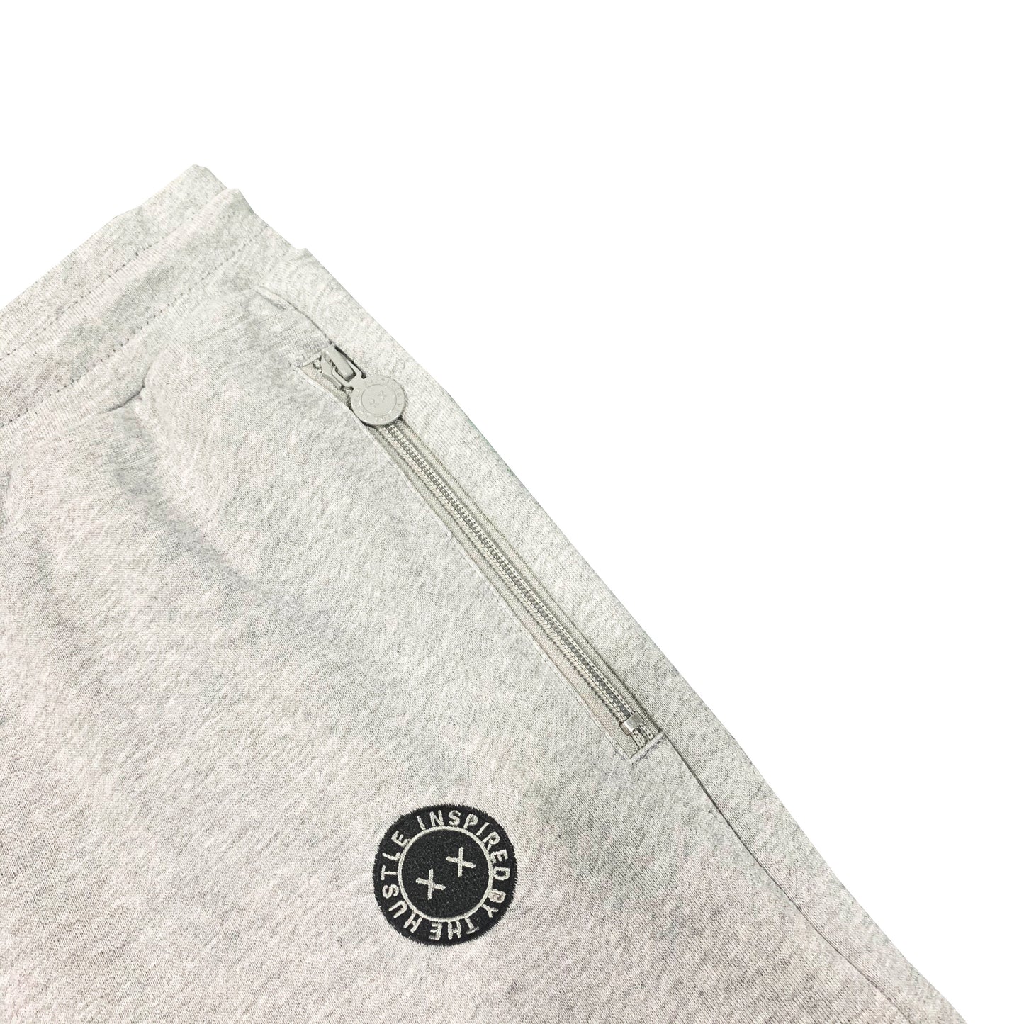 Embroidered Inspired Cotton Shorts Grey/Black - UndraftedShop