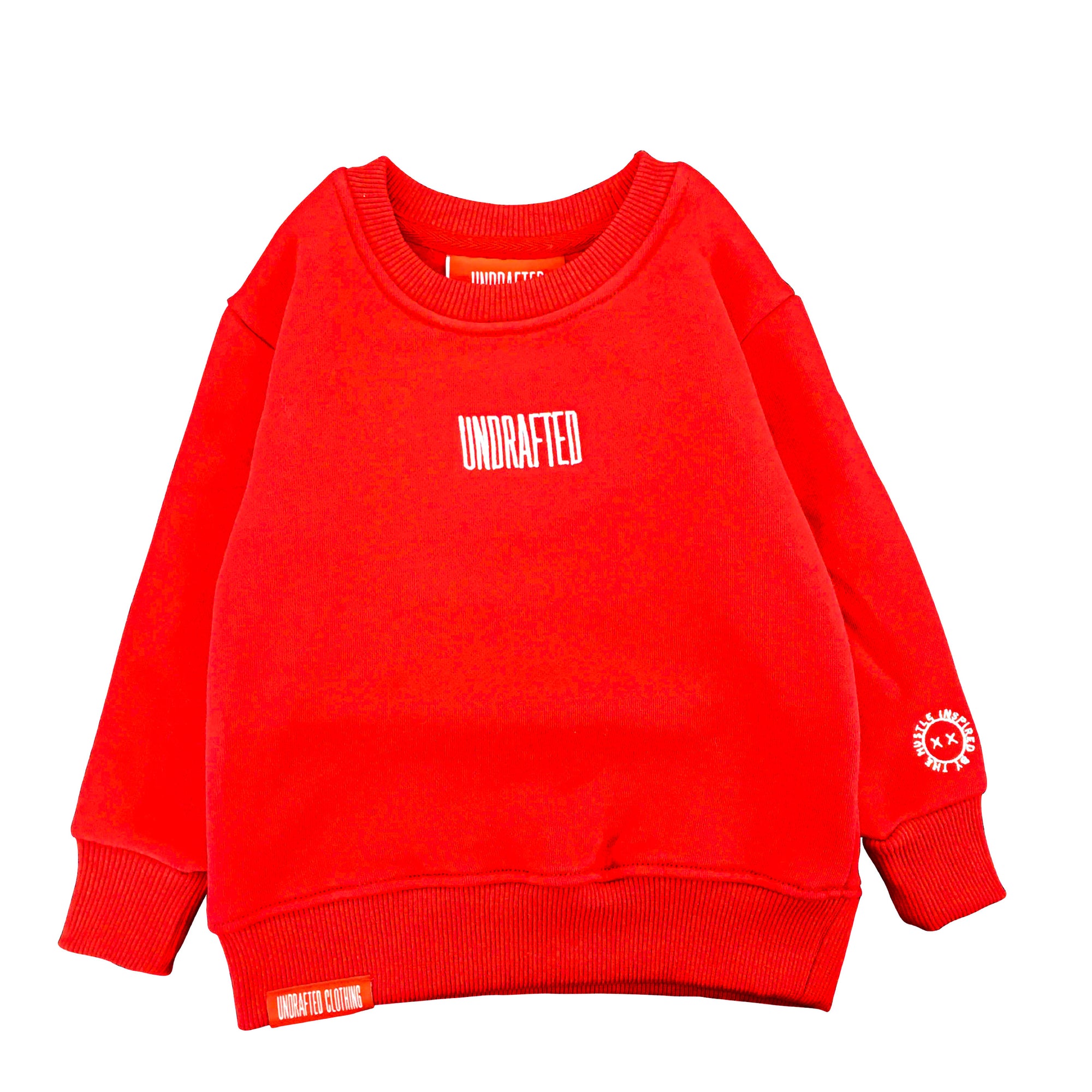 Embroidered Kids Crewneck - RED/WHITE