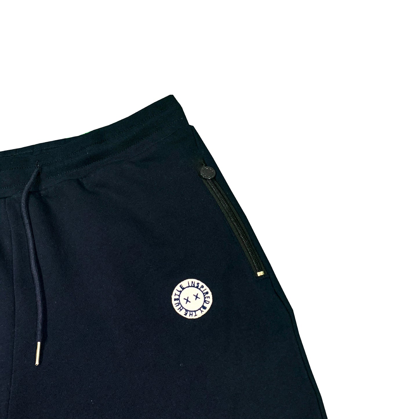 Embroidered Inspired Cotton Shorts Navy Blue/White*