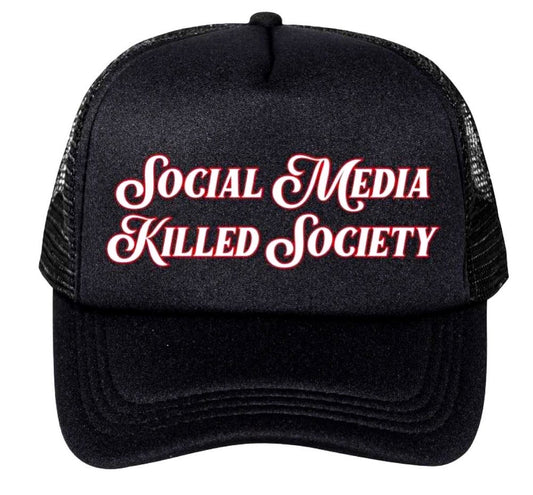 Social Media Killed Society Trucker Hat Black/Red/White