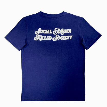 Social Media Killed Society T-Shirt Hoya Blue/Gray/White