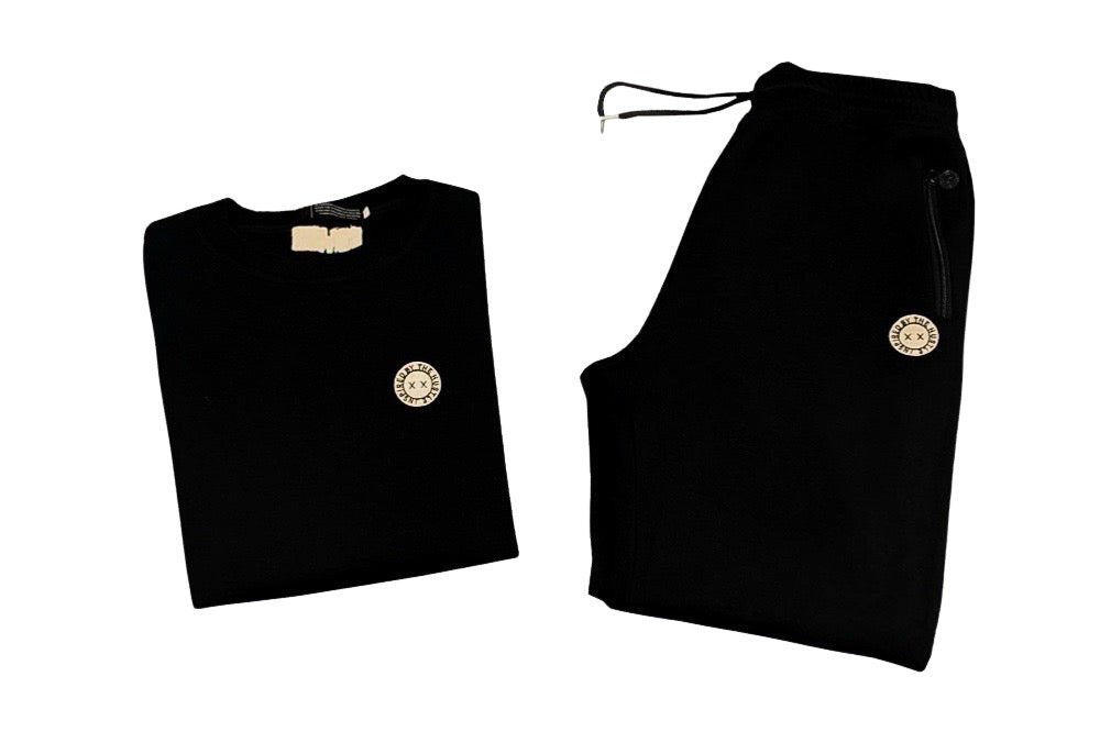 Inspired Crewneck Jogger Set Black/Off-White