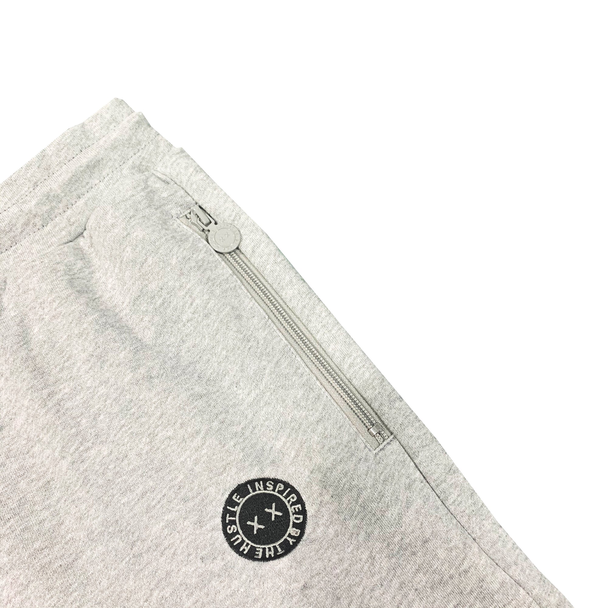 Embroidered Inspired Cotton Shorts Grey/Black